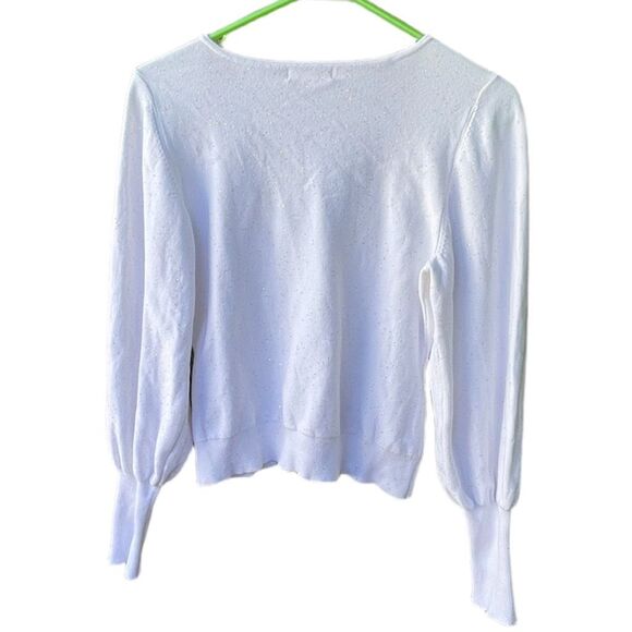 525 America size M deep V tiny sequined ruched  front sweater. - Picture 2 of 4